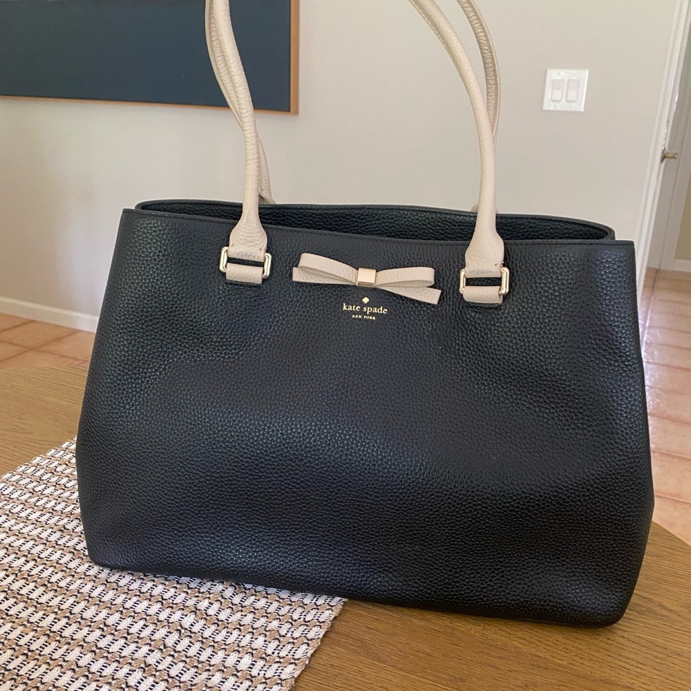 Kate Spade Black and Cream Structured Tote